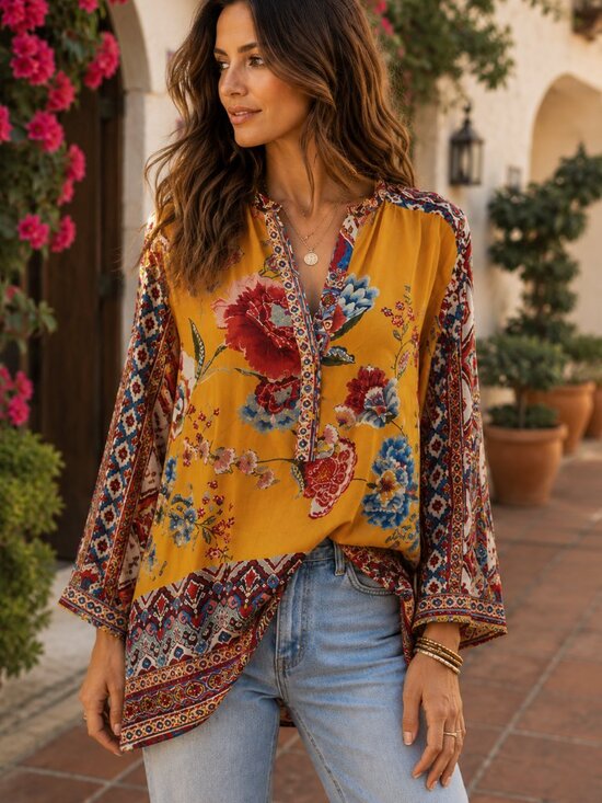 Johnny Was Tops - Johnny Was Sasha Maine Silk Tunic S Floral Embroidered Boho Luxe Blouse Peasant